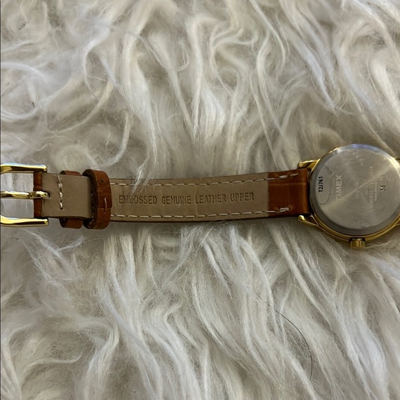 SOLD- Timex Gold Case Watch with Brown Leather Band - Picture 5 of 5